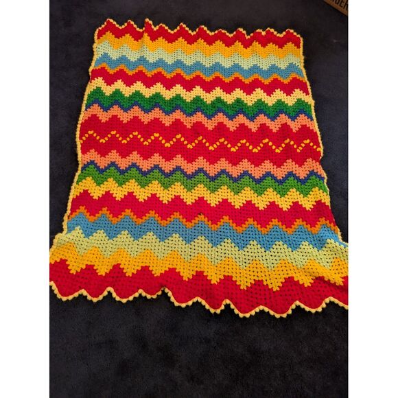 Other - AA Crochet Throw Blanket 50" x 60" colorful Afghan Bed‎ Shawl